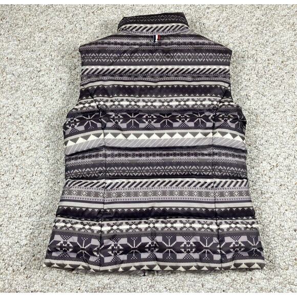 Tommy Hilfiger Puffer Vest S Pixelated Fair Isle Print Button Pockets Down Blend - Picture 7 of 9